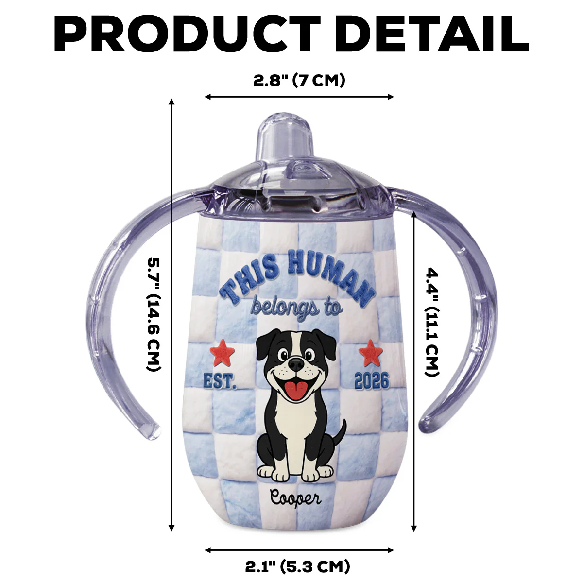 This Human Belongs To - Personalized Custom 3D Effect Sippy Cup With Handles - Image 6
