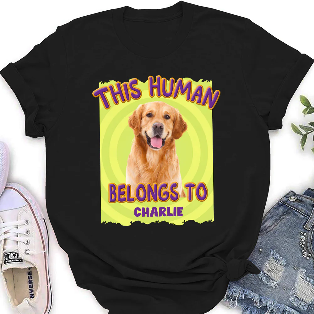 This Human Belongs To Us Cartoon Photo - Personalized Custom Women's T-Shirt - Image 2
