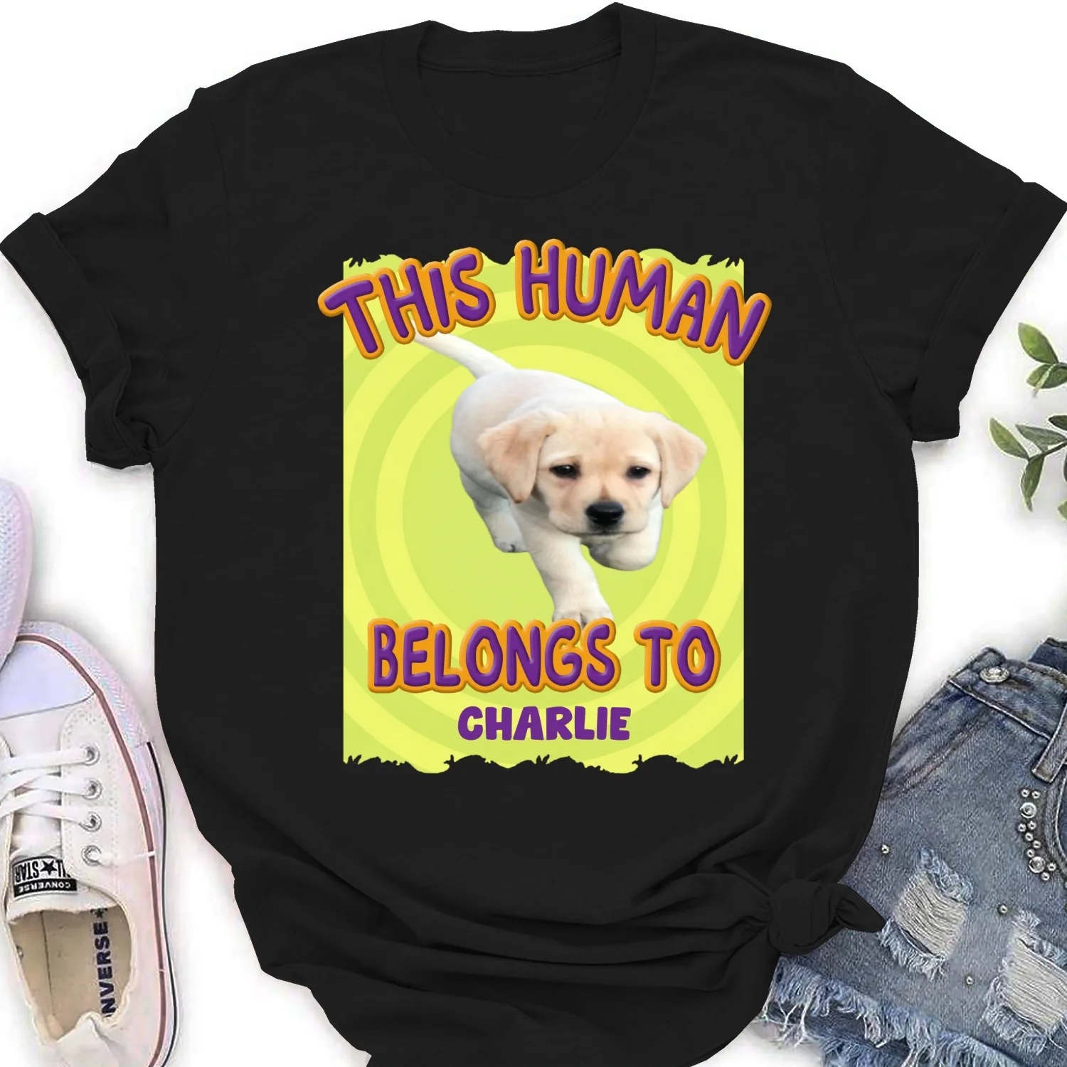This Human Belongs To Us Cartoon Photo - Personalized Custom Women's T-Shirt - Image 3