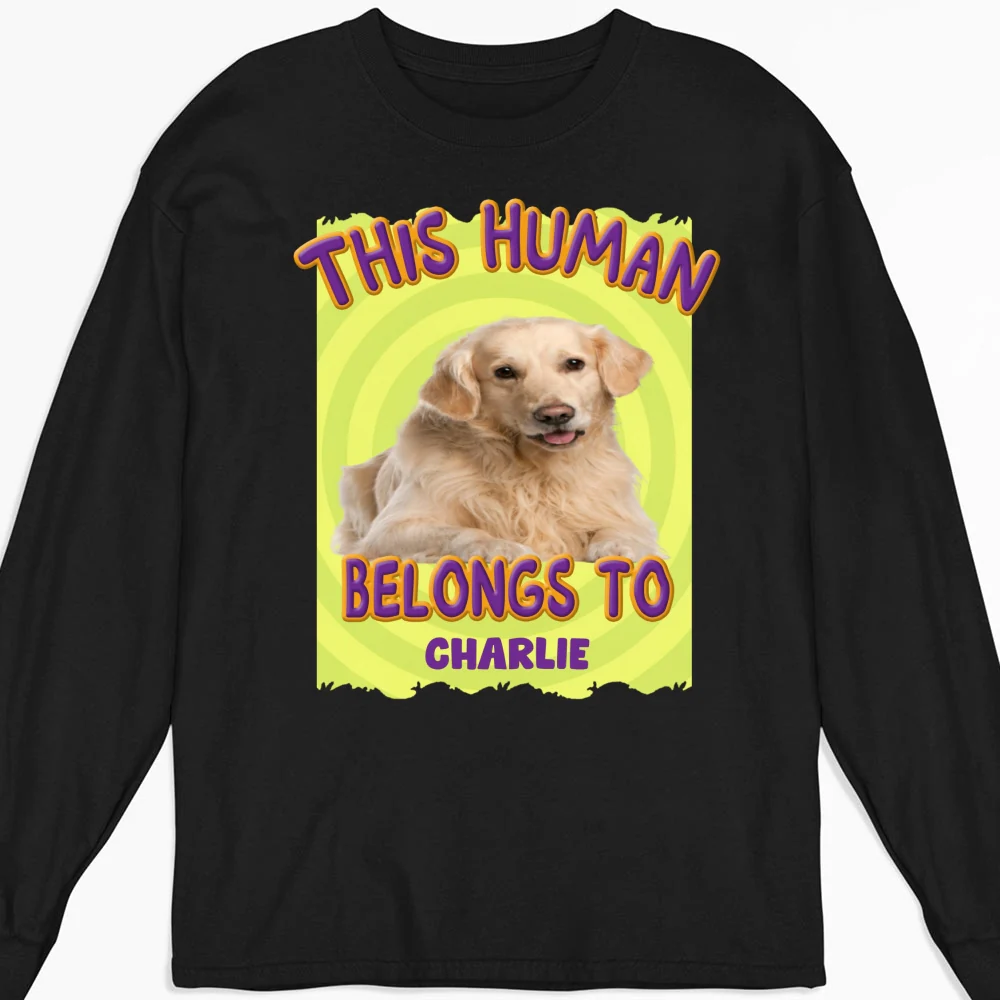 This Human Belongs To Us Photo - Personalized Custom Long Sleeve T-Shirt - Image 3
