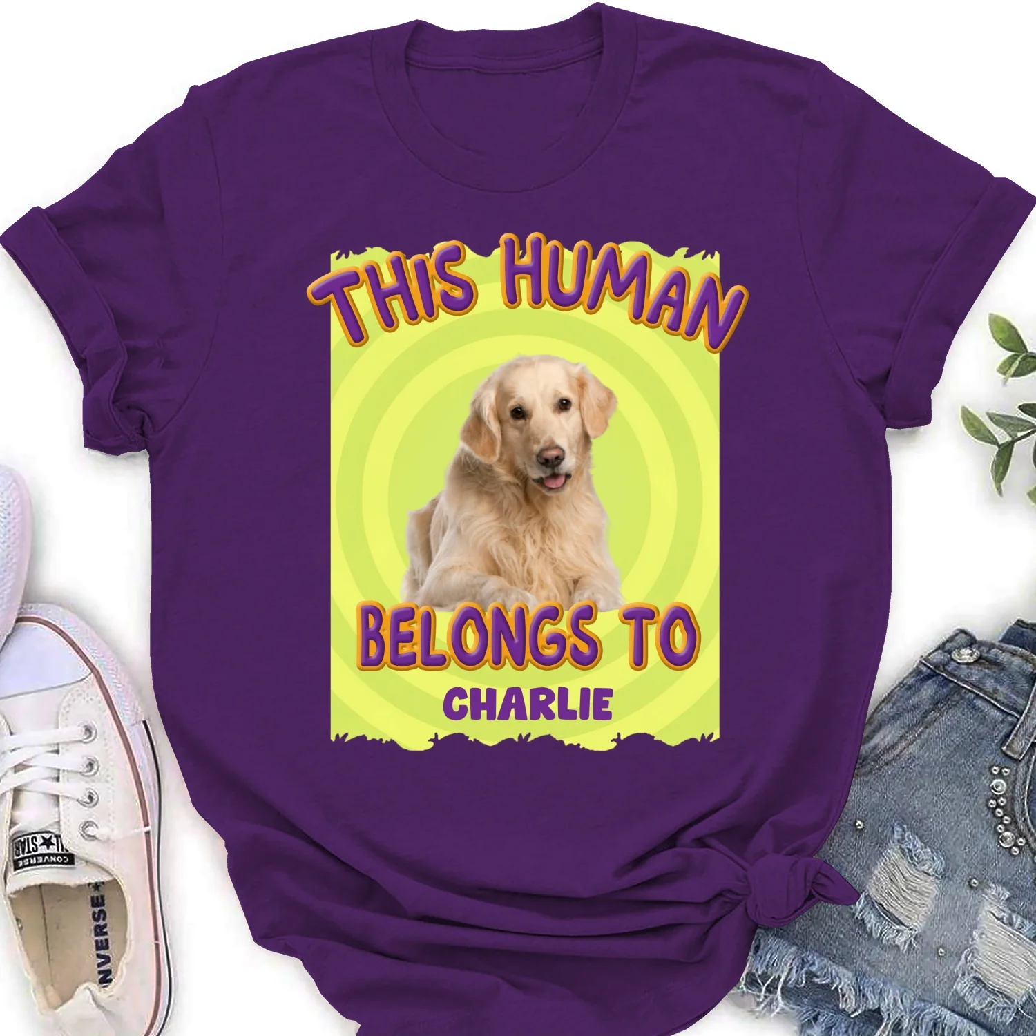 This Human Belongs To Us Photo - Personalized Custom Women's T-Shirt - Image 7