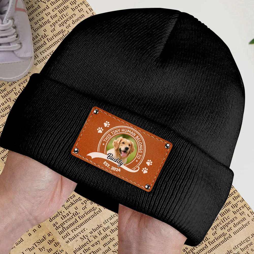 This Tiny Human Belongs To Version Upload Photo - Personalized Custom Beanie - Image 4