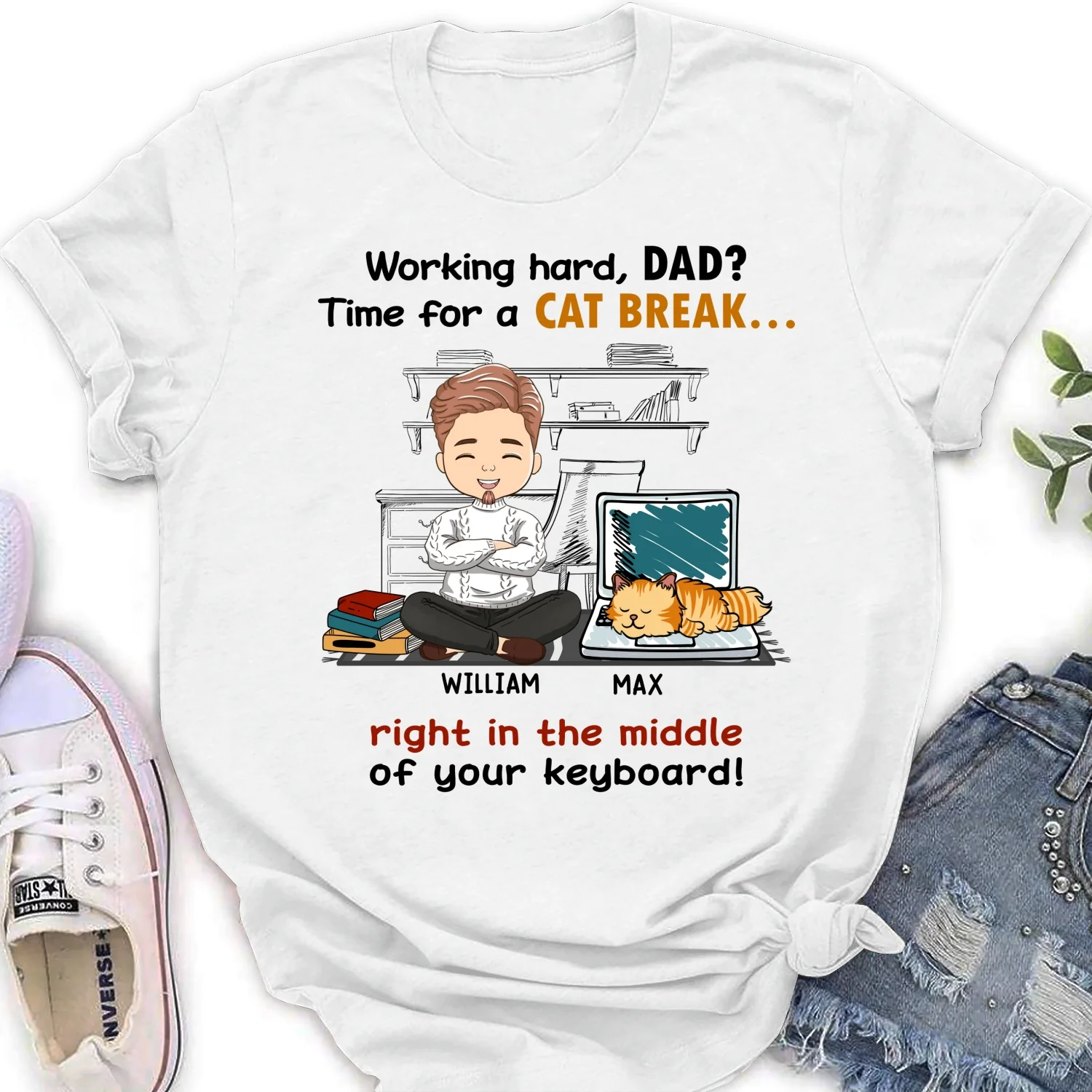 Time For Cat Break - Personalized Custom Women T-shirt - Image 5