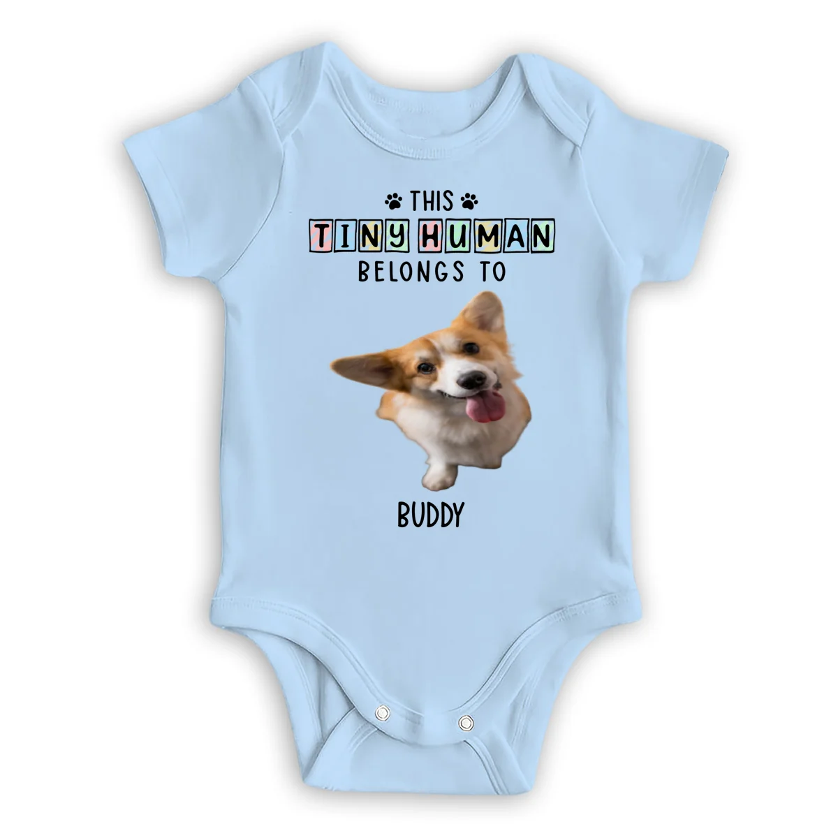 Tiny Baby And Lovely Dogs Photo - Personalized Custom Baby Onesie - Image 6