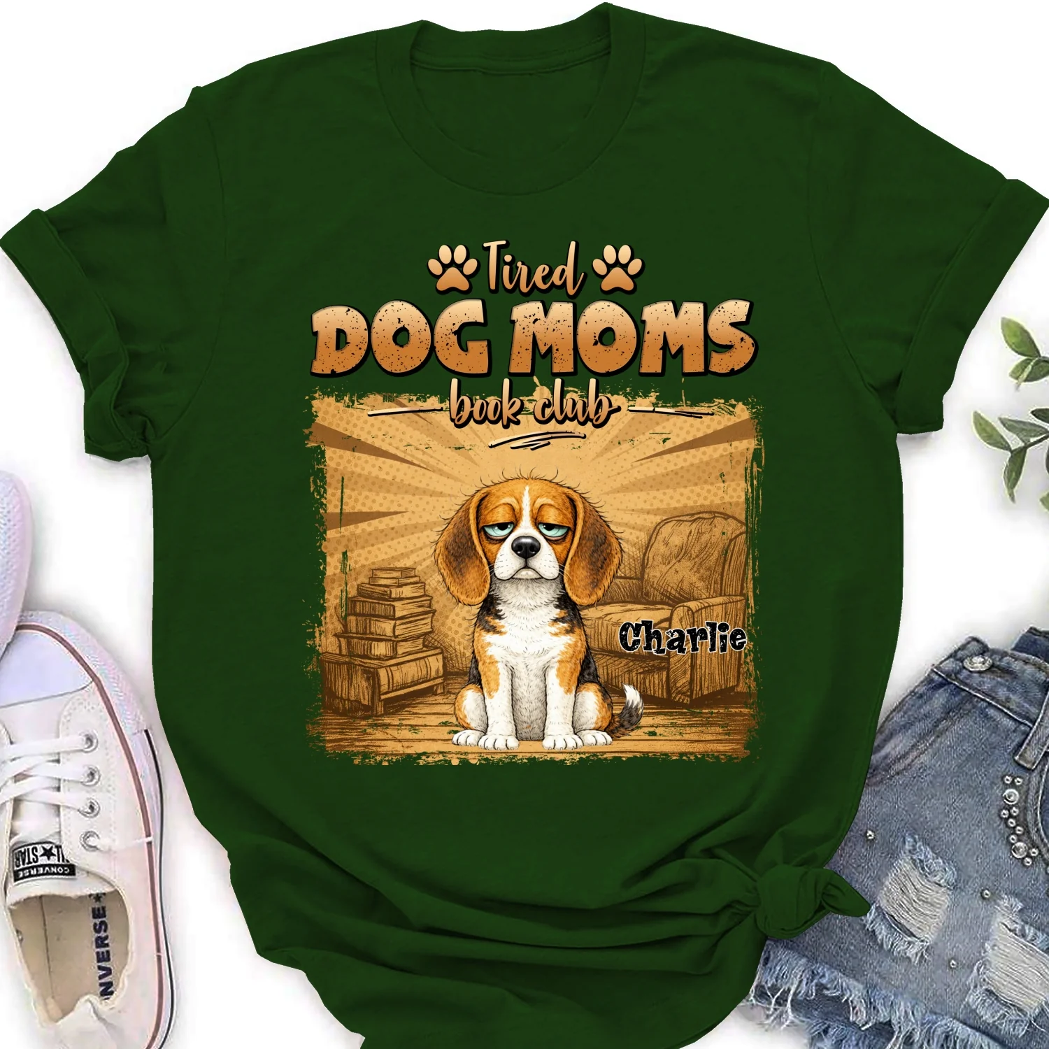 Tired Dog Moms Book Club - Personalized Custom Women's T-Shirt - Image 8