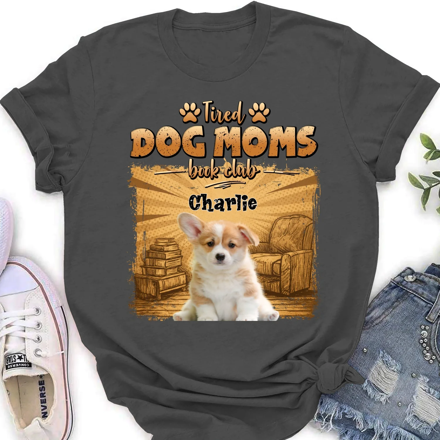 Tired Dog Moms Book Club Photo - Personalized Custom Women's T-Shirt - Image 5