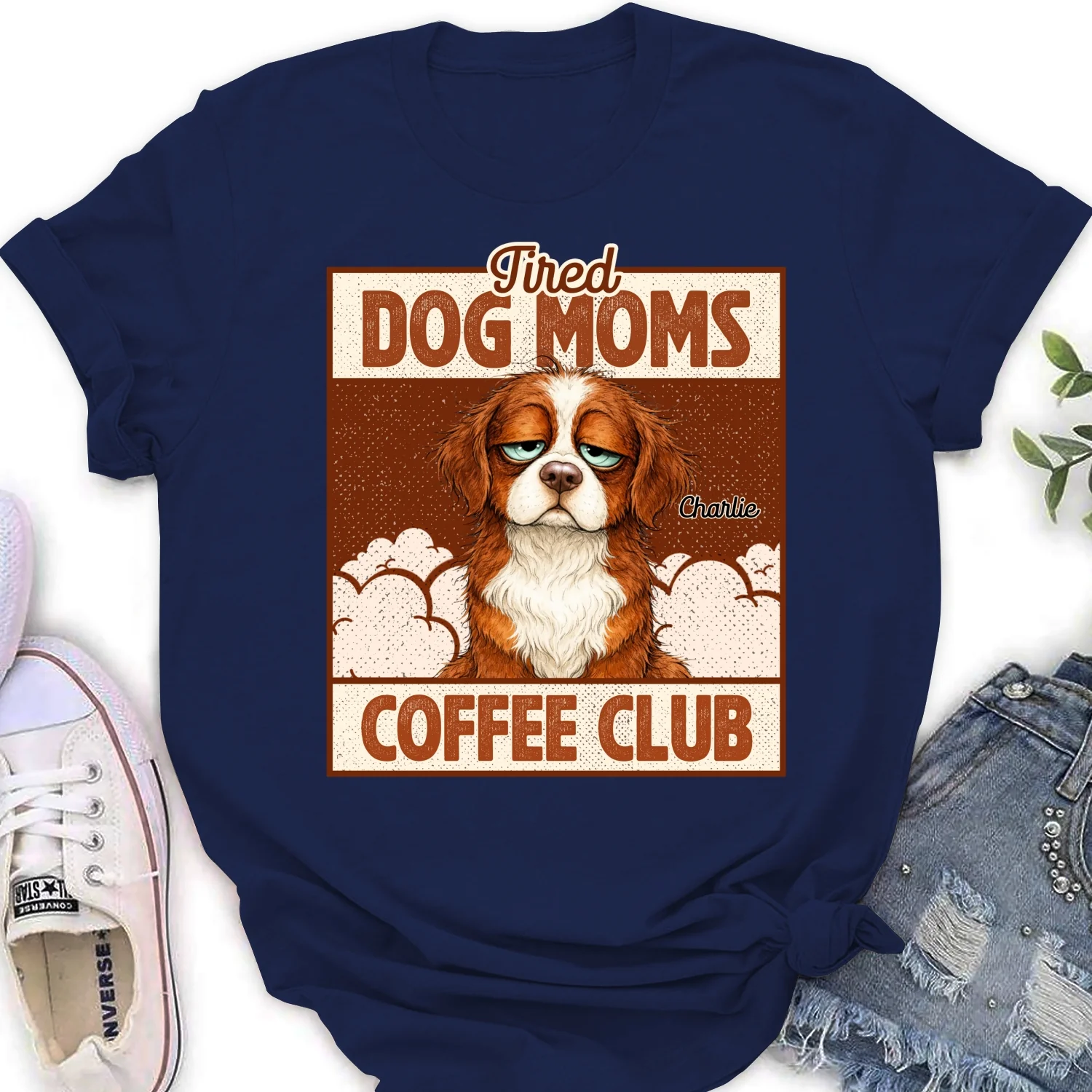 Tired Dog Parents Coffee Club Photo - Personalized Custom Women's T-Shirt - Image 2
