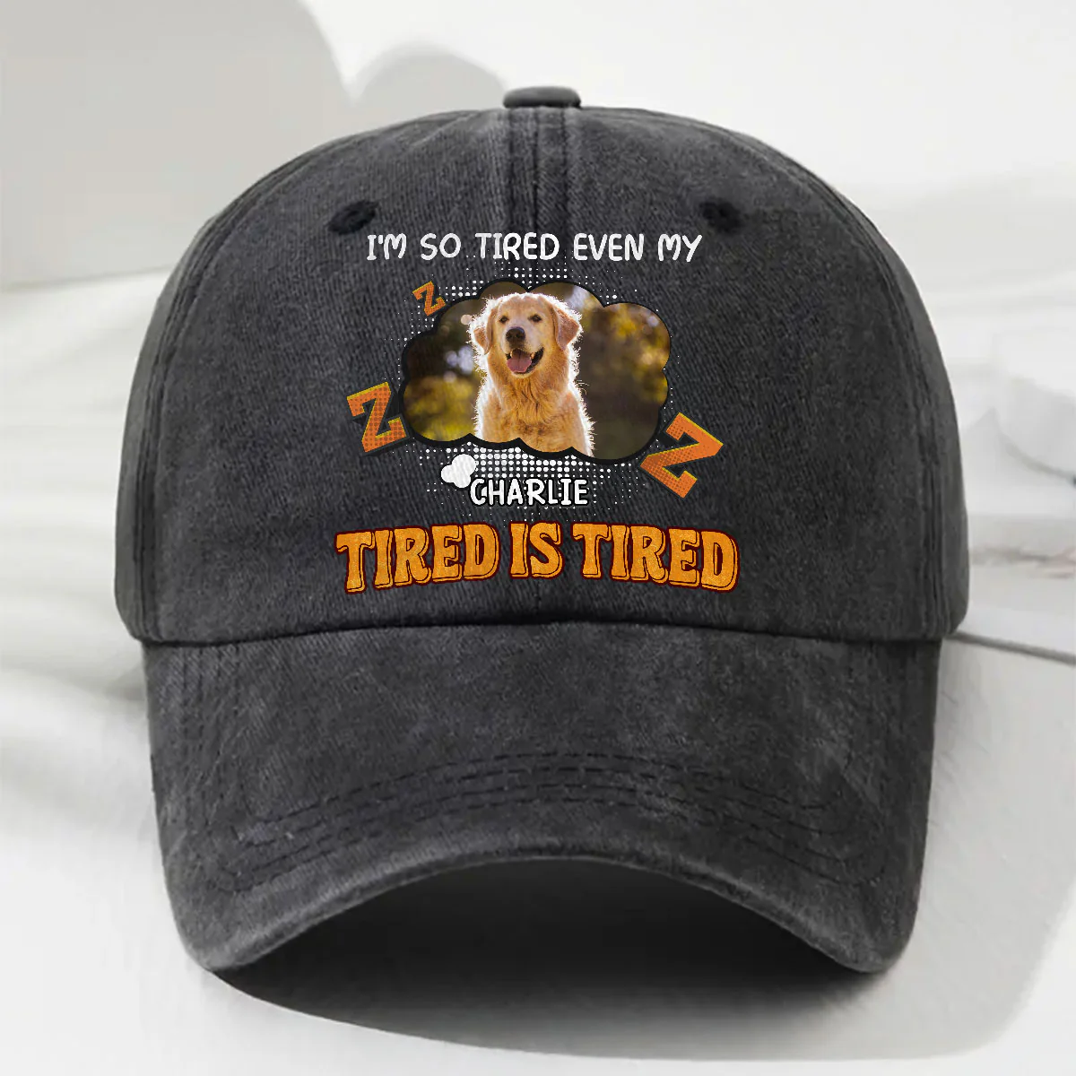 Tired Is Tired Photo - Personalized Custom Vintage Washed Denim Cap
