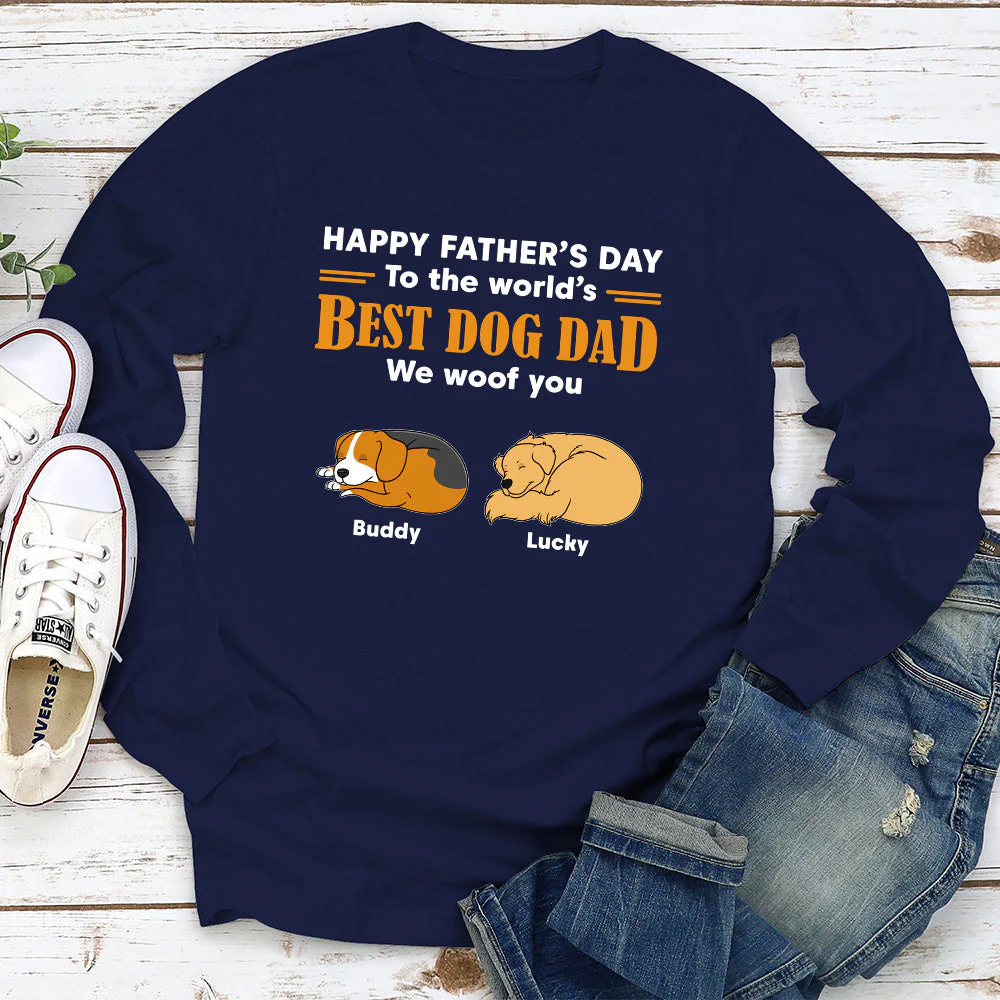 To Best Dad We Woof You - Personalized Custom Long Sleeve T-shirt - Image 3