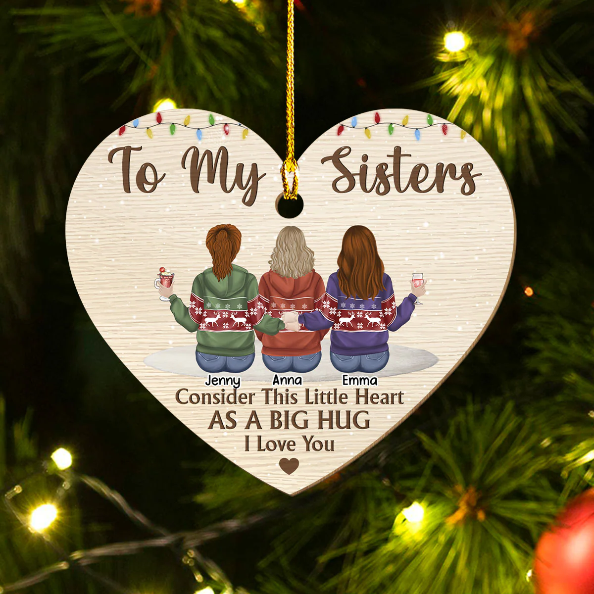 To My Bestie - Personalized Custom 1-layered Wood Ornament - Image 2