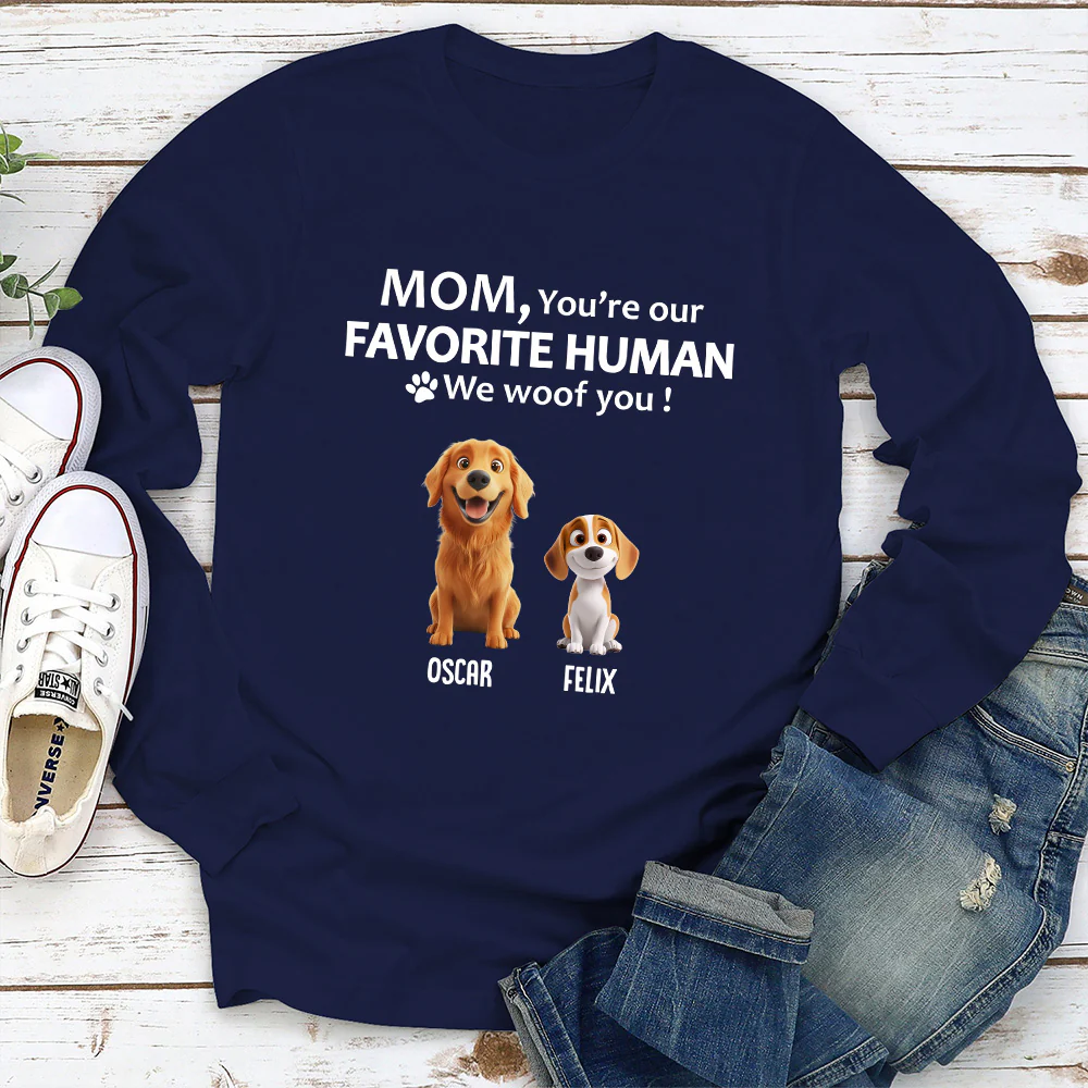 To My Favorite Human Cartoon - Personalized Custom Long Sleeve T-Shirt - Image 3