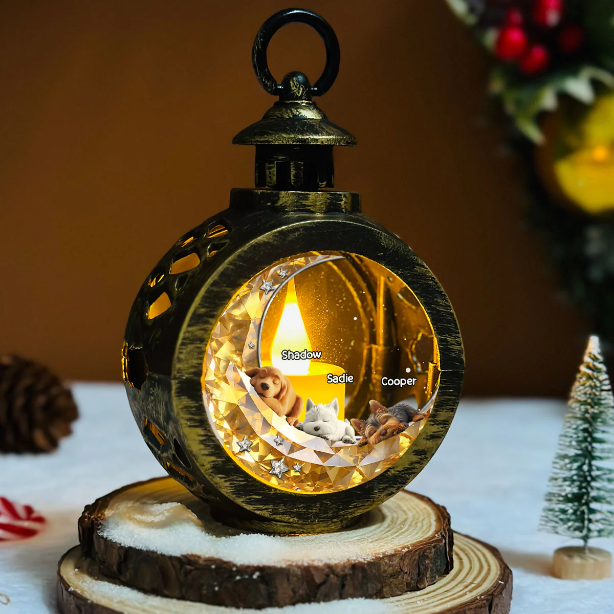 To The Moon And Back - Personalized Custom 3D Effect Christmas Lantern - Image 5