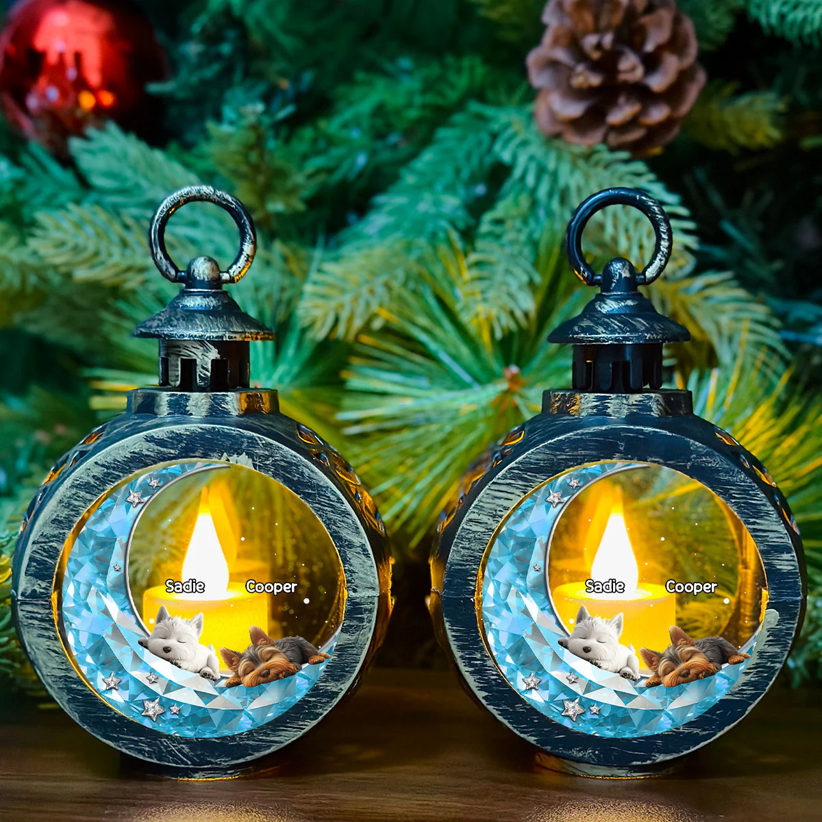To The Moon And Back - Personalized Custom 3D Effect Christmas Lantern - Image 8