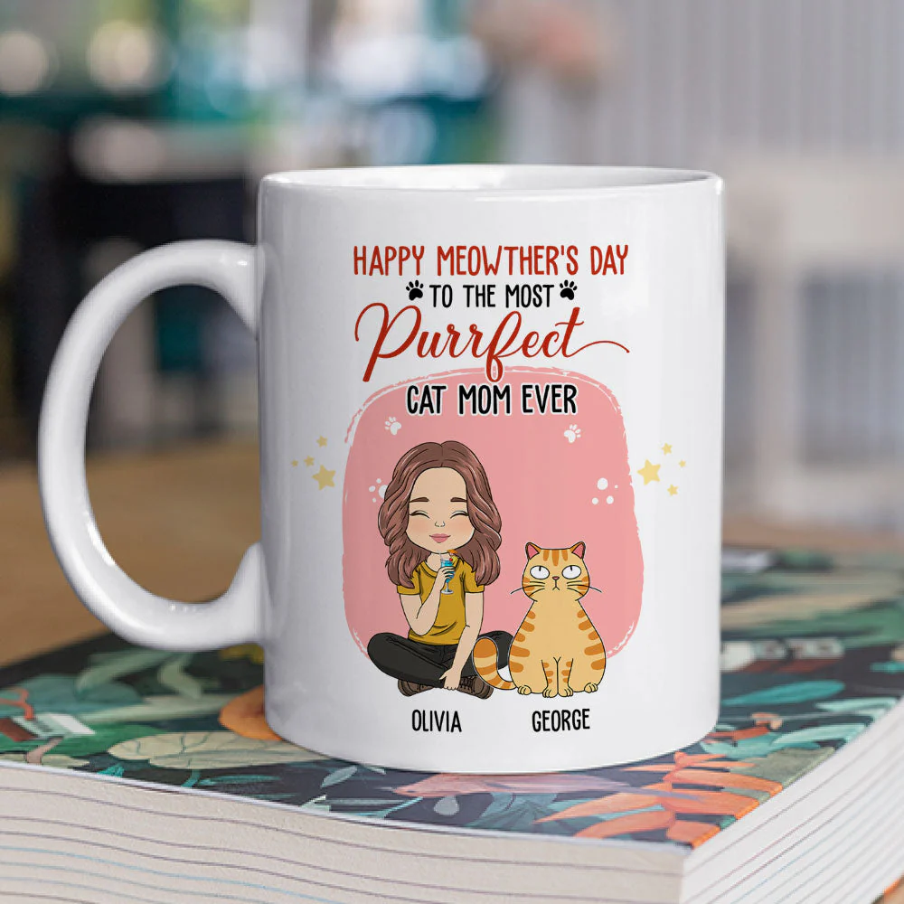 To The Most Purrfect Cat Mom - Personalized Custom Coffee Mug - Image 2