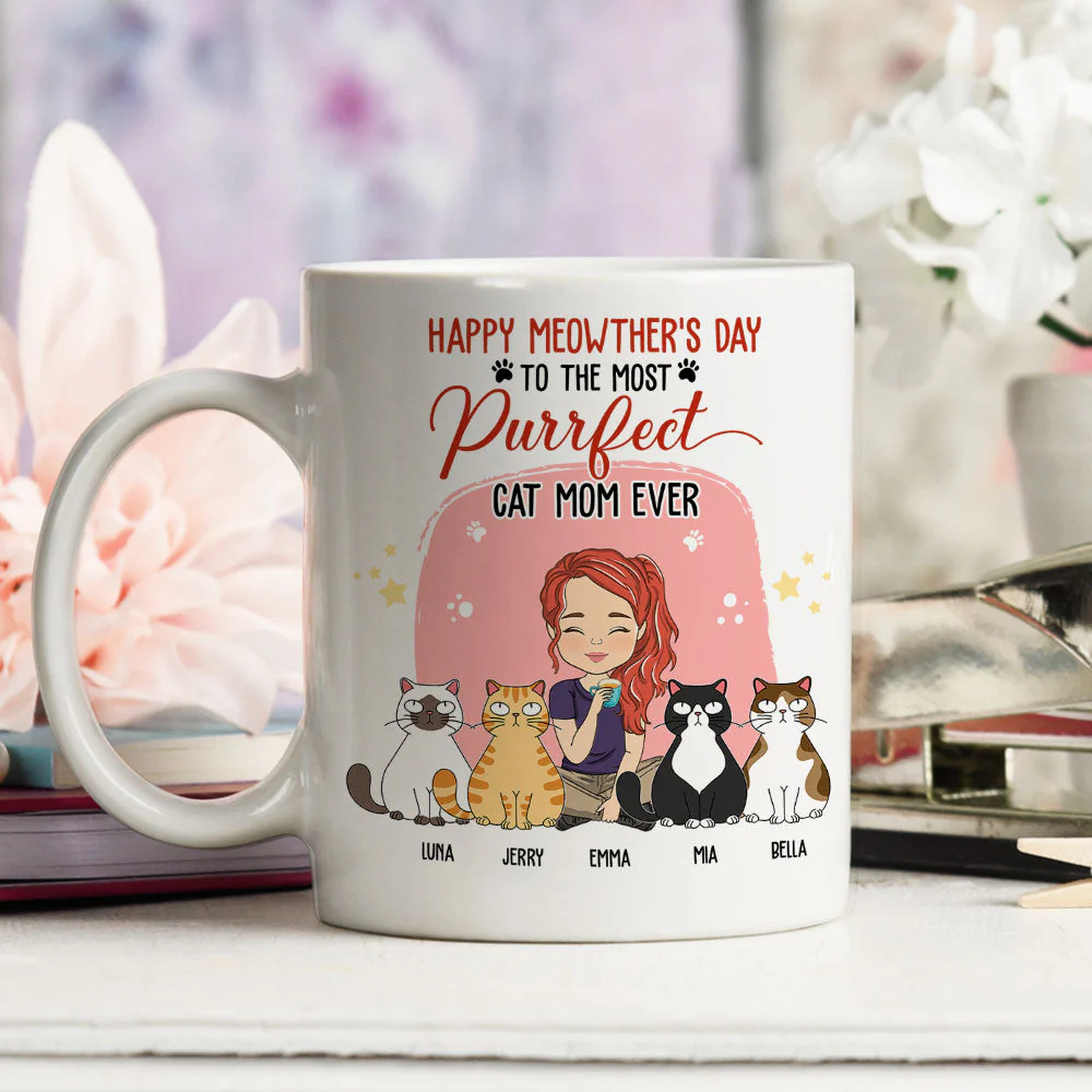 To The Most Purrfect Cat Mom - Personalized Custom Coffee Mug - Image 3
