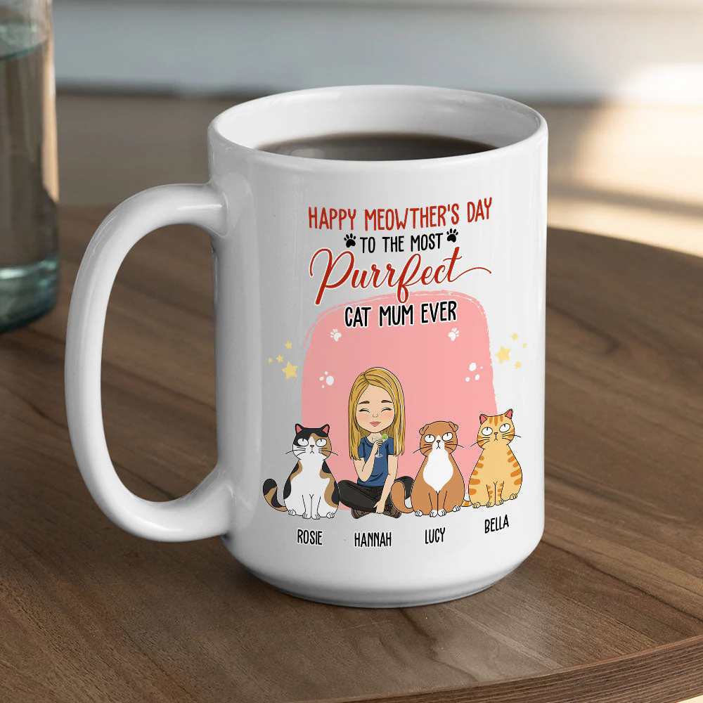 To The Most Purrfect Cat Mom - Personalized Custom Coffee Mug - Image 4