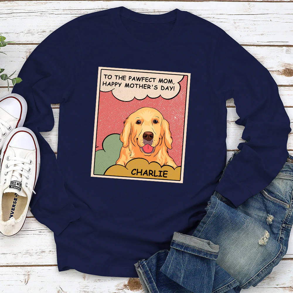 To The Pawfect Mom - Personalized Custom Long Sleeve T-shirt - Image 3