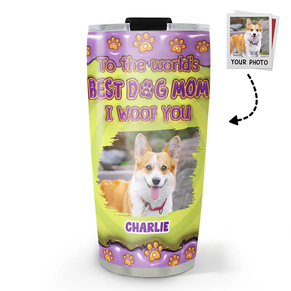 To The World Best Dog Mom Photo - Personalized Custom 3D Inflated Effect Tumbler