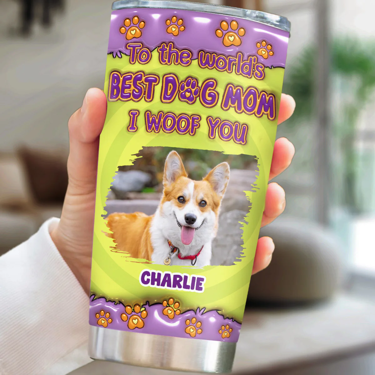 To The World Best Dog Mom Photo - Personalized Custom 3D Inflated Effect Tumbler - Image 2