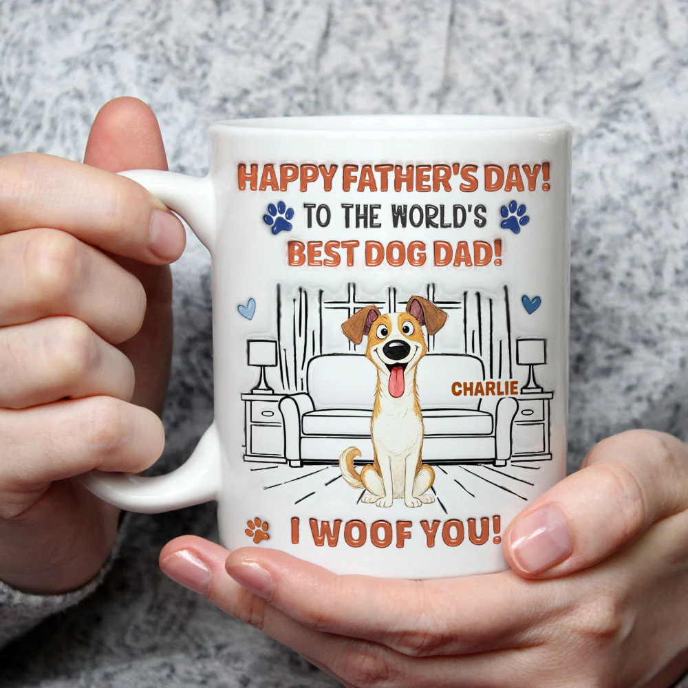 To The World Stylized Dog Dad - Personalized Custom 3D Inflated Effect Coffee Mug - Image 3