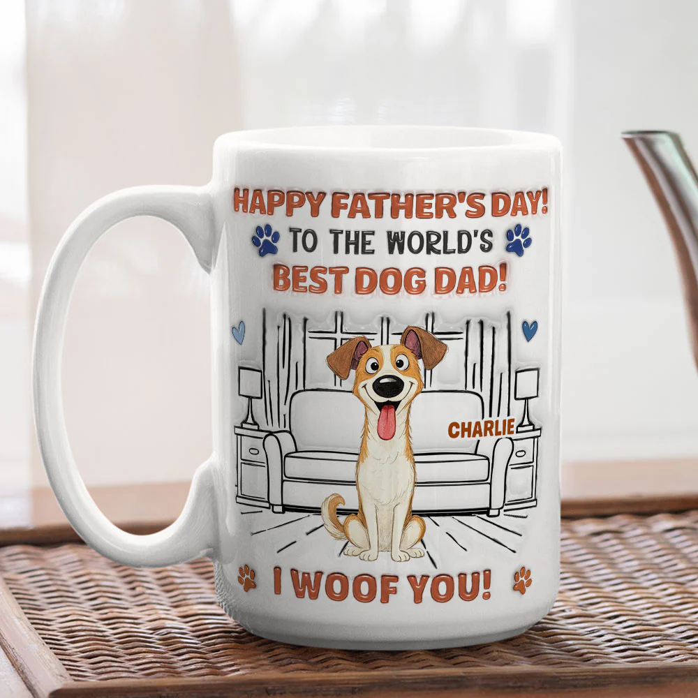 To The World Stylized Dog Dad - Personalized Custom 3D Inflated Effect Coffee Mug - Image 4