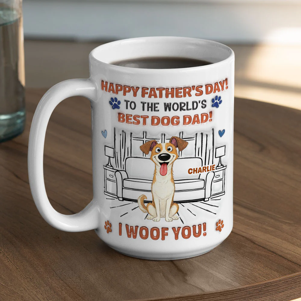 To The World Stylized Dog Dad - Personalized Custom 3D Inflated Effect Coffee Mug - Image 5