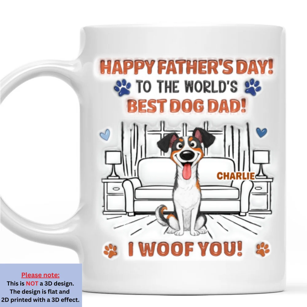 To The World Stylized Dog Dad - Personalized Custom 3D Inflated Effect Coffee Mug - Image 7