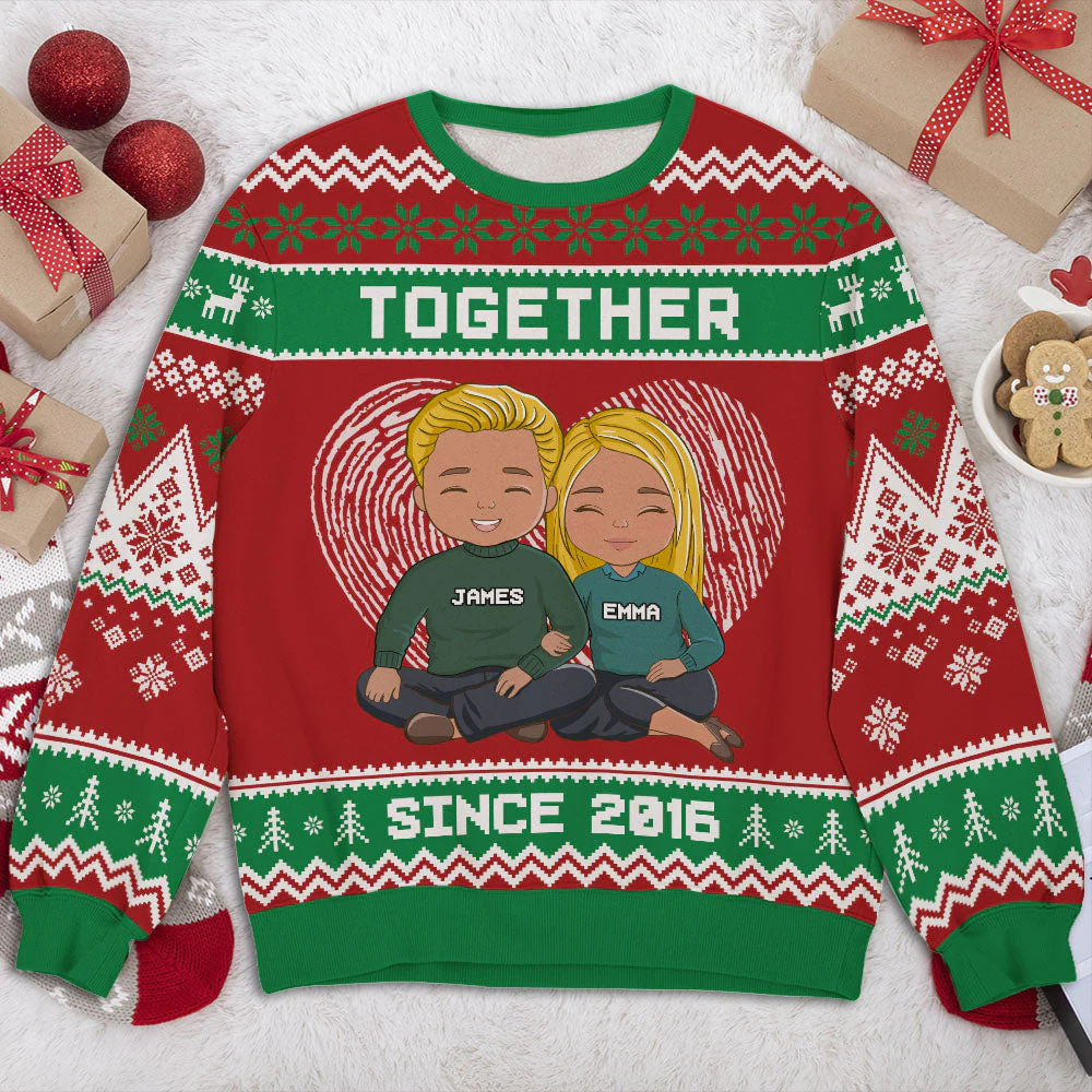 Together Couple - Personalized Custom All-Over-Print Sweatshirt - Image 2