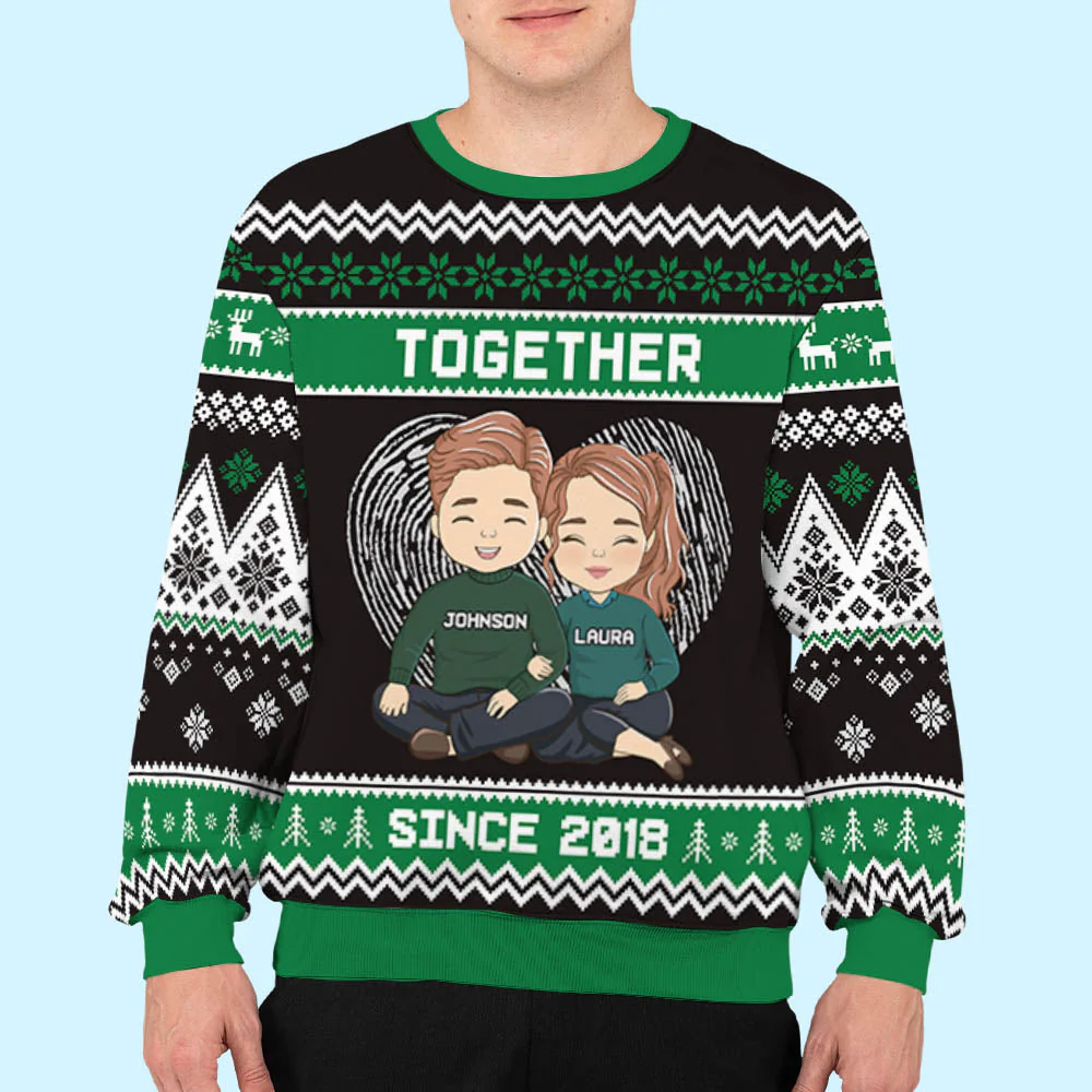 Together - Personalized Custom Couple All-Over-Print Sweatshirt - Image 4