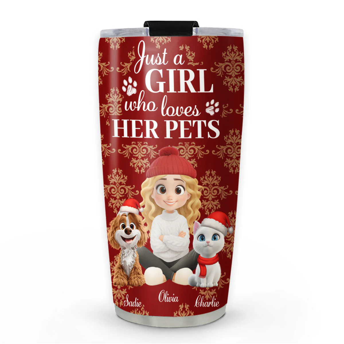 Toile Pet Cartoon Christmas - Personalized Custom Tumbler