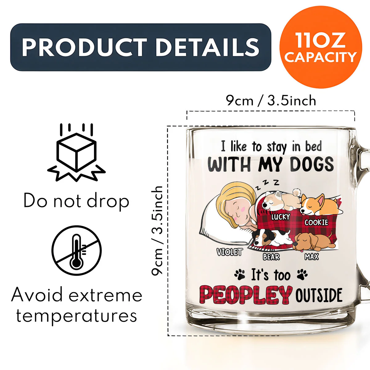 Too Peopley - Personalized Custom Glass Mug - Image 5