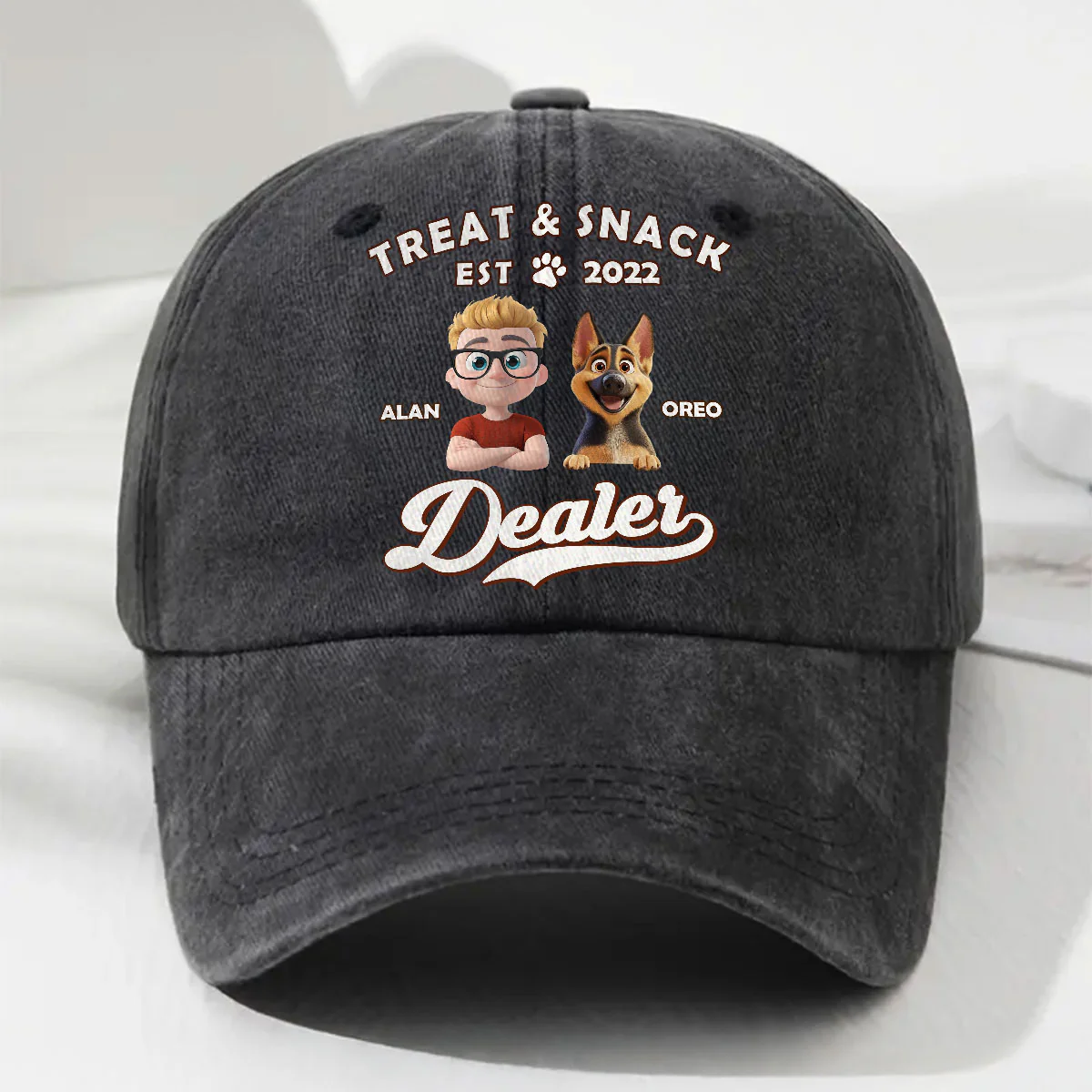 Treat Dealer - Personalized Custom Vintage Washed Denim Cap