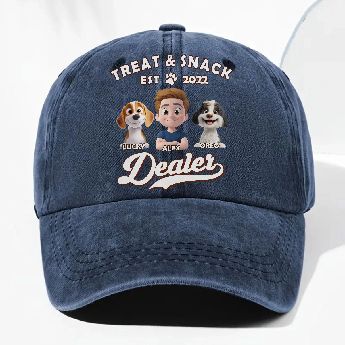 Treat Dealer - Personalized Custom Vintage Washed Denim Cap - Image 2