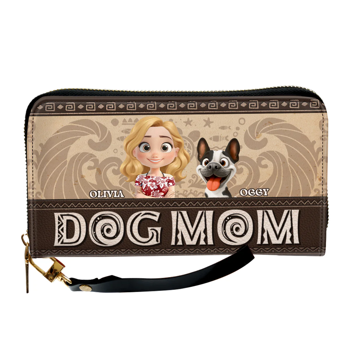Tropical Dog Mom - Personalized Custom Leather Wallet