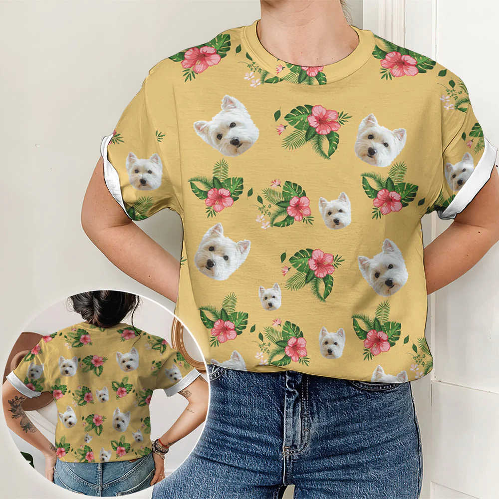 Yellow Dog Pattern - Personalized Custom All-over-print T-shirt - Image 3