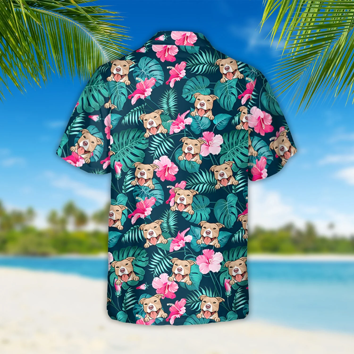 Tropical Dog Pattern - Personalized Custom Hawaiian Shirt - Image 3