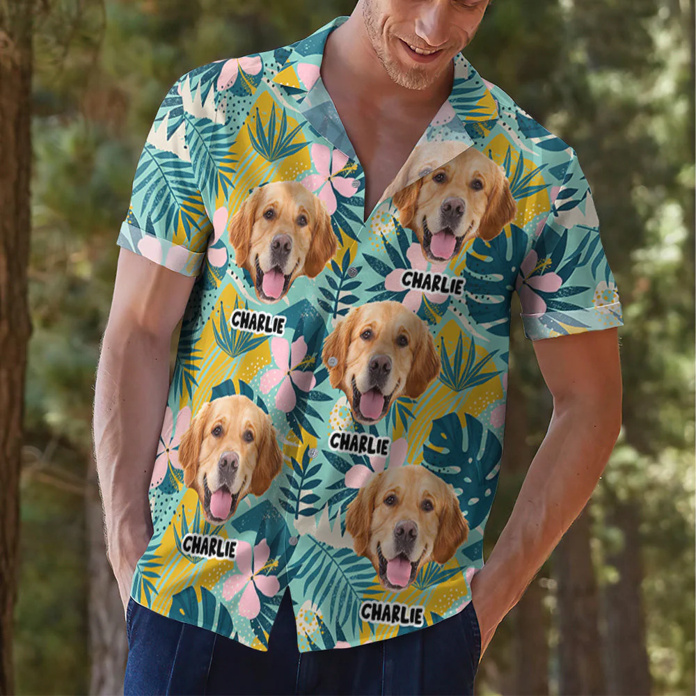 Tropical Flower Dog - Personalized Custom Hawaiian Shirt - Image 6
