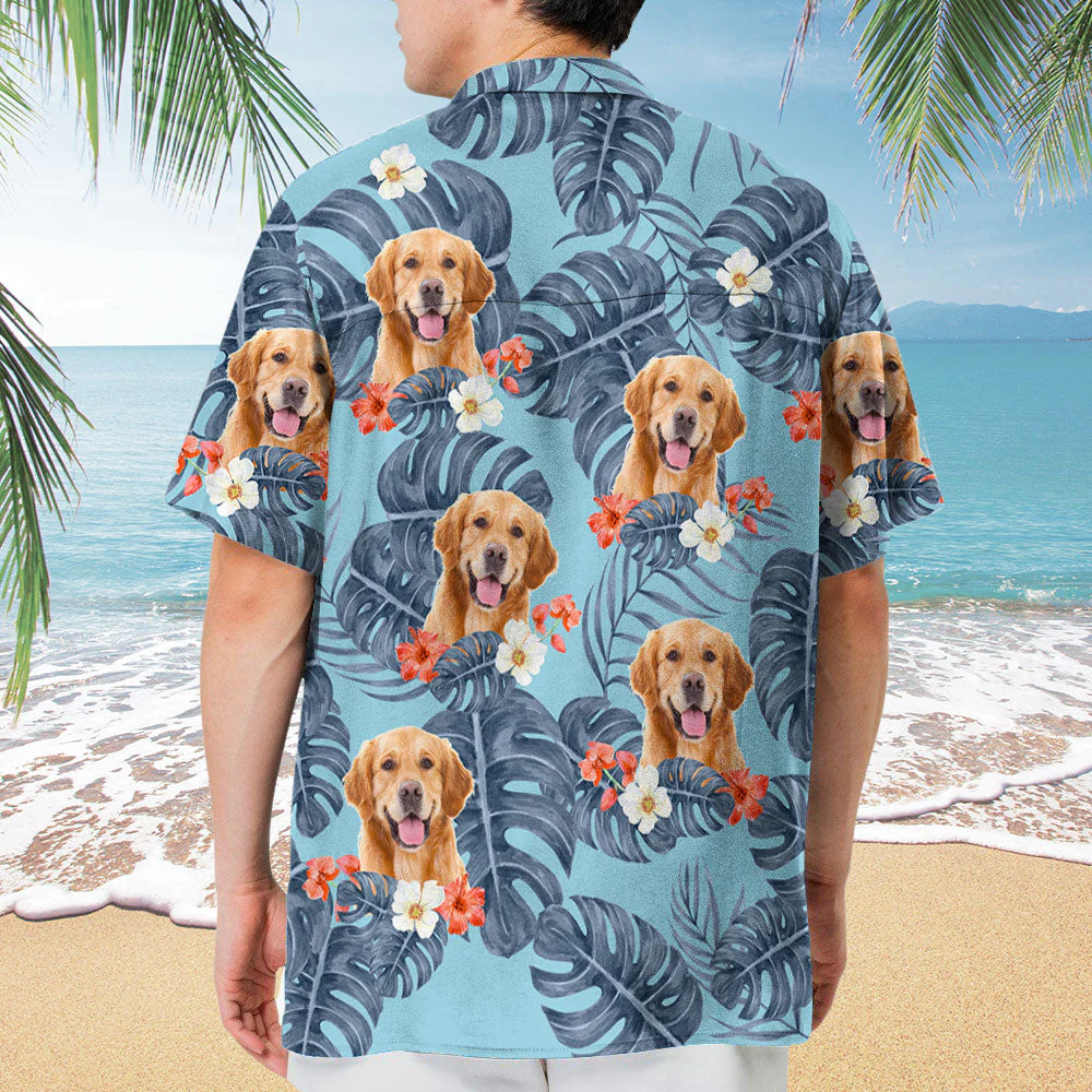 Tropical Leaves And Pet - Personalized Custom Hawaiian Shirt - Image 5