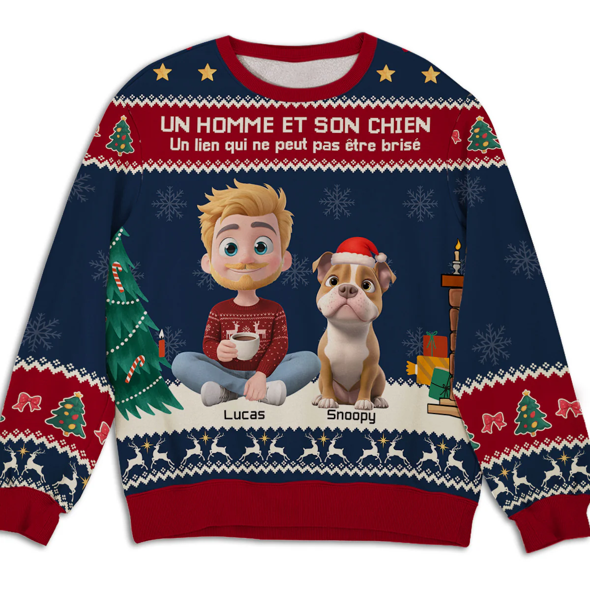 Un Homme Et Son Chien - Sweat-Shirt Personnalisé Imprimé Intégralement