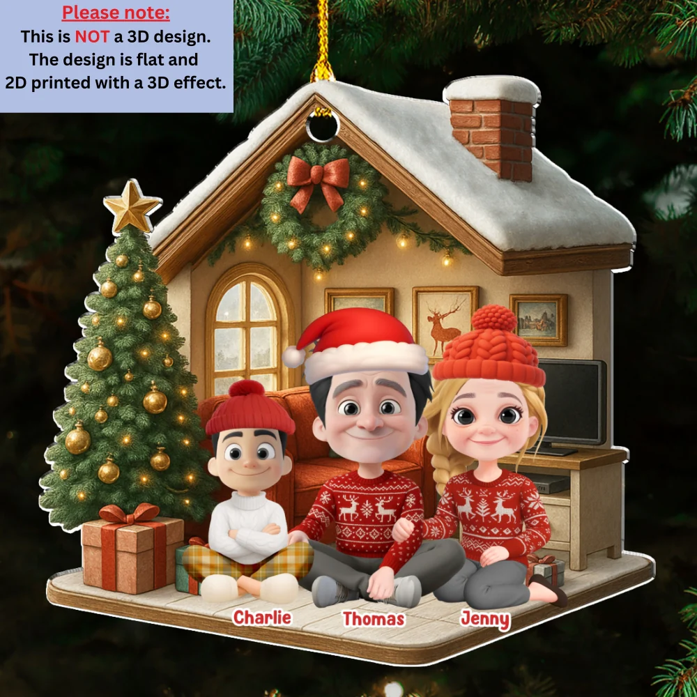 Under A Happy Roof - Personalized Custom 3D Effect Acrylic Ornament - Image 6