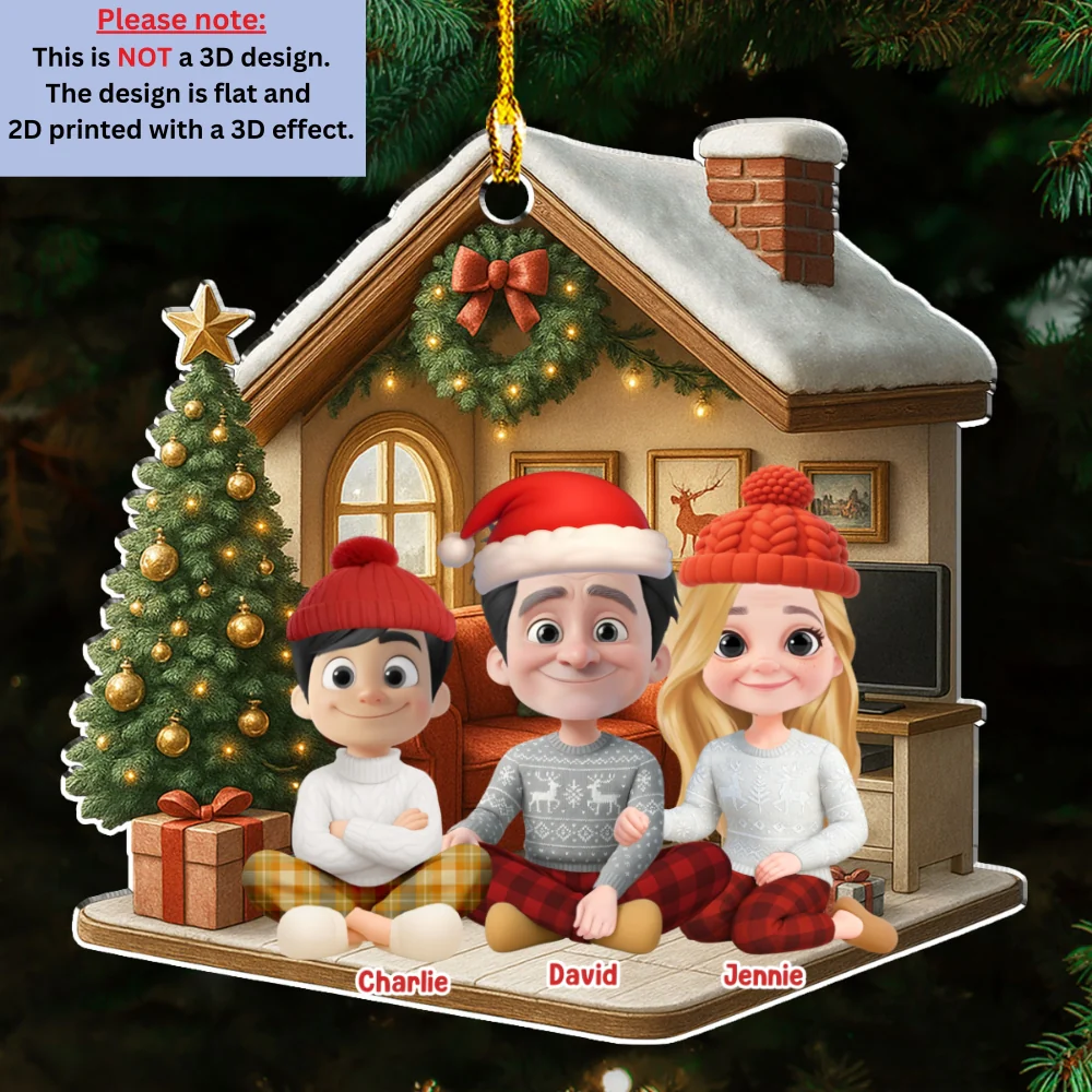 Under A Happy Roof With Them - Personalized Custom 3D Effect Acrylic Ornament - Image 6