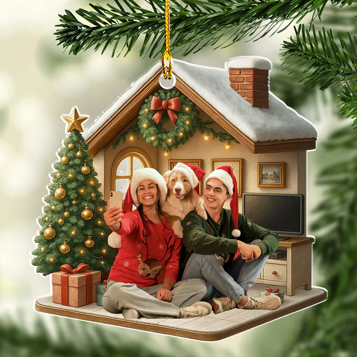Under One Roof Photo - Personalized Custom 3D Effect Acrylic Ornament - Image 2