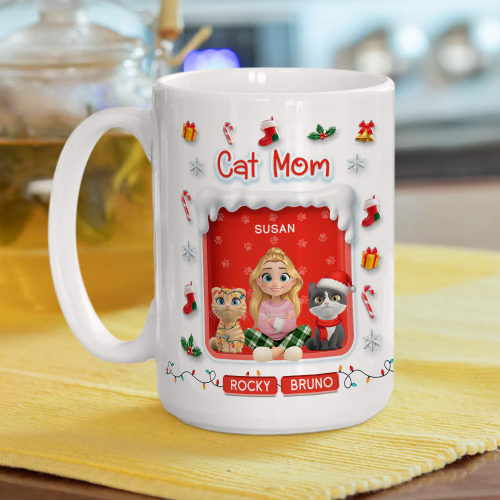 Under The Mistletoe With Cats - Personalized Custom 3D Effect Mug - Image 6