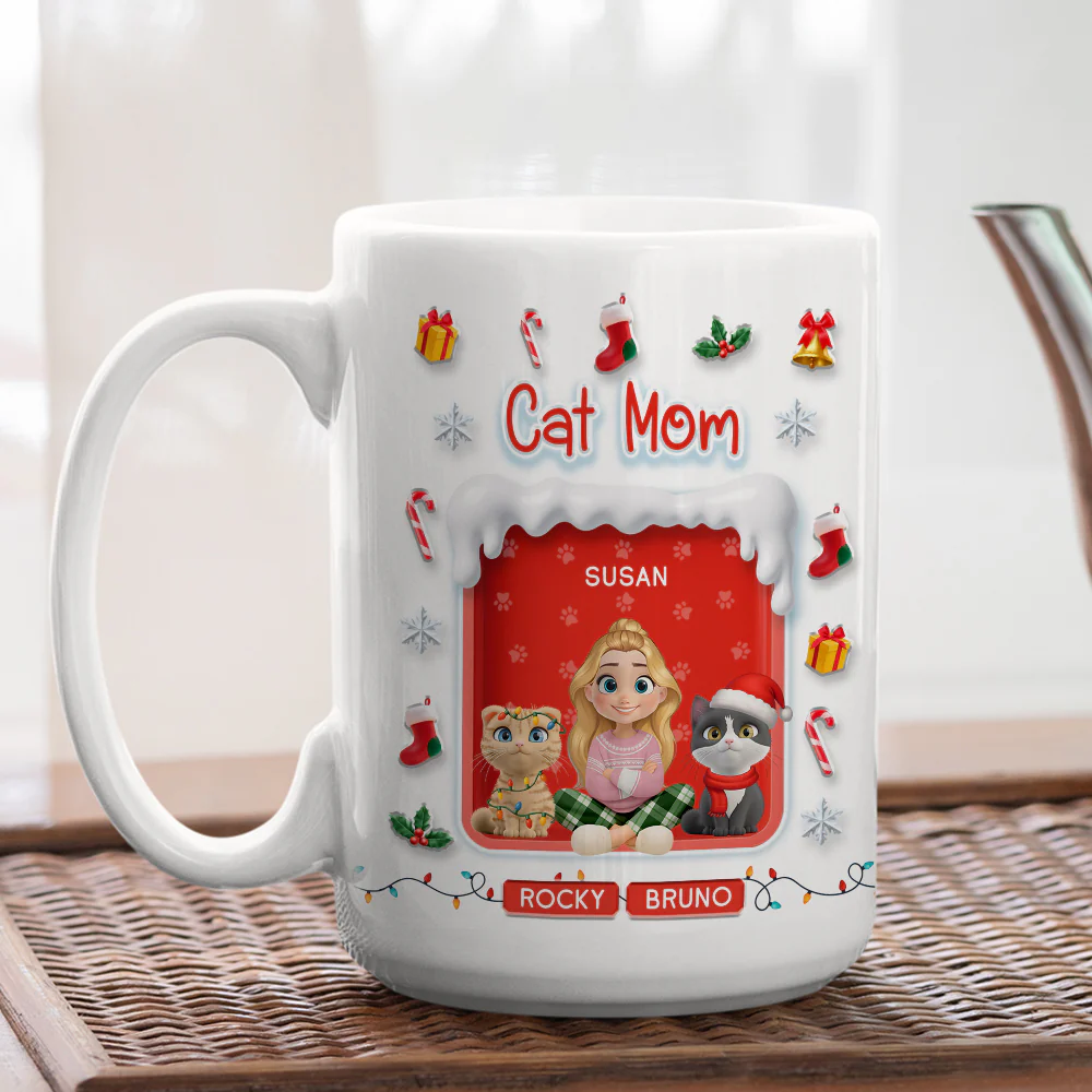 Under The Mistletoe With Cats - Personalized Custom 3D Effect Mug - Image 7