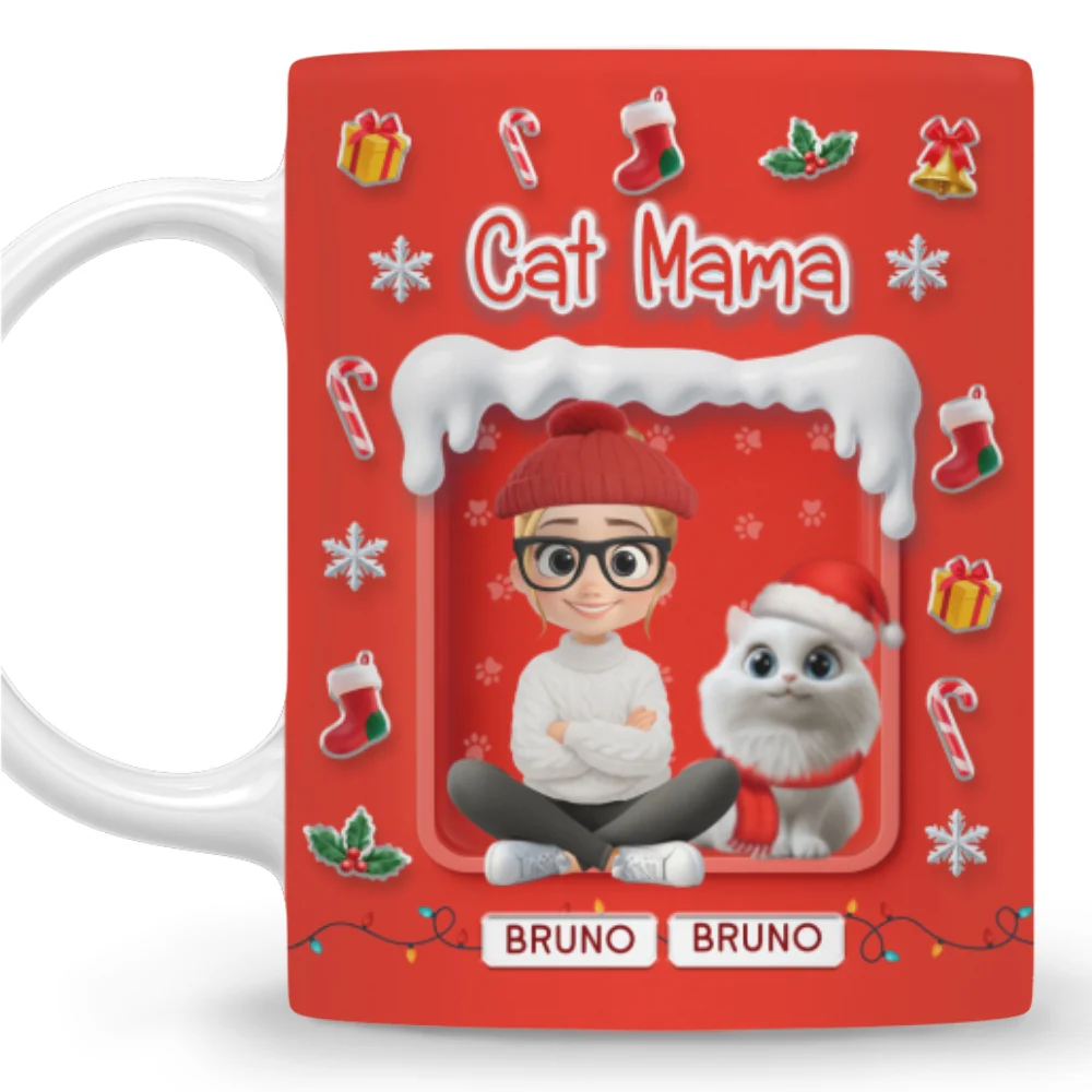 Under The Mistletoe With Cats - Personalized Custom 3D Effect Mug - Image 9