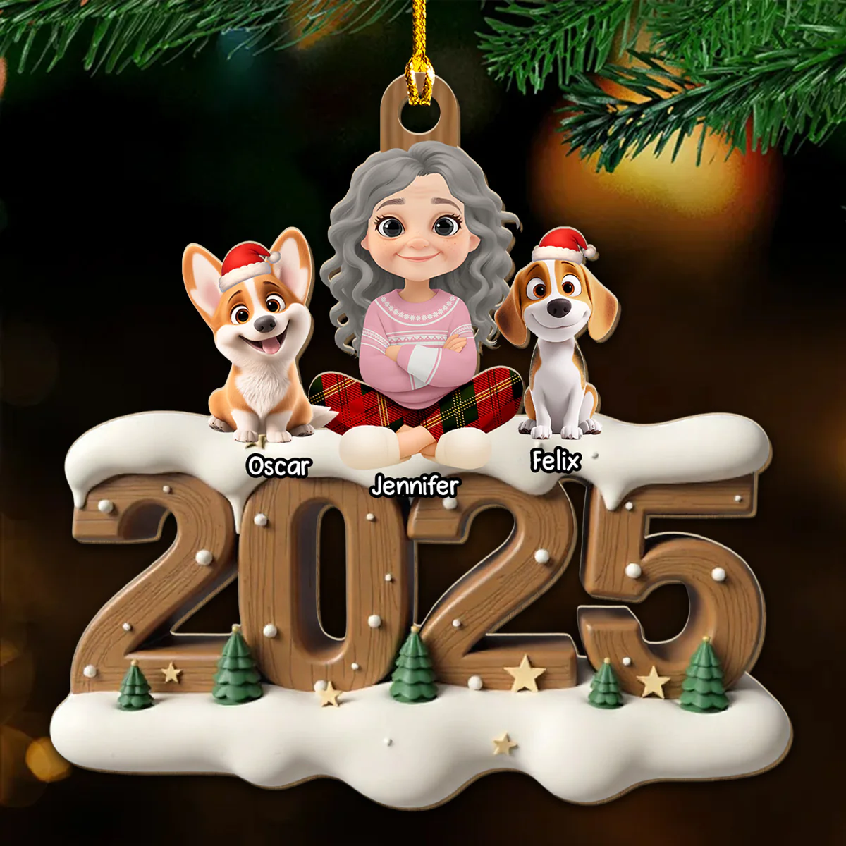 Us From This Year - Personalized Custom 3D Effect Wood Ornament - Image 2