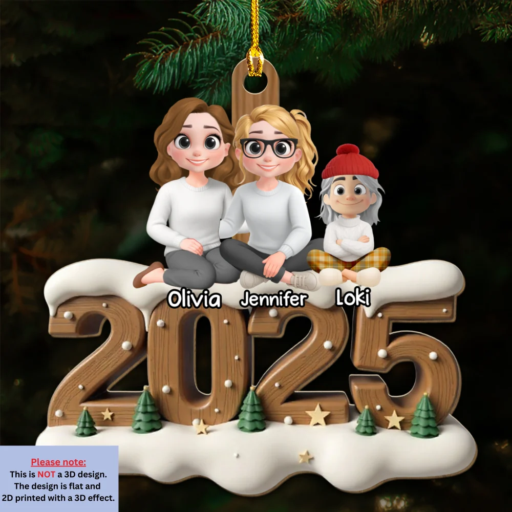 Us Together With Cats Onwards - Personalized Custom 3D Effect Wood Ornament - Image 5