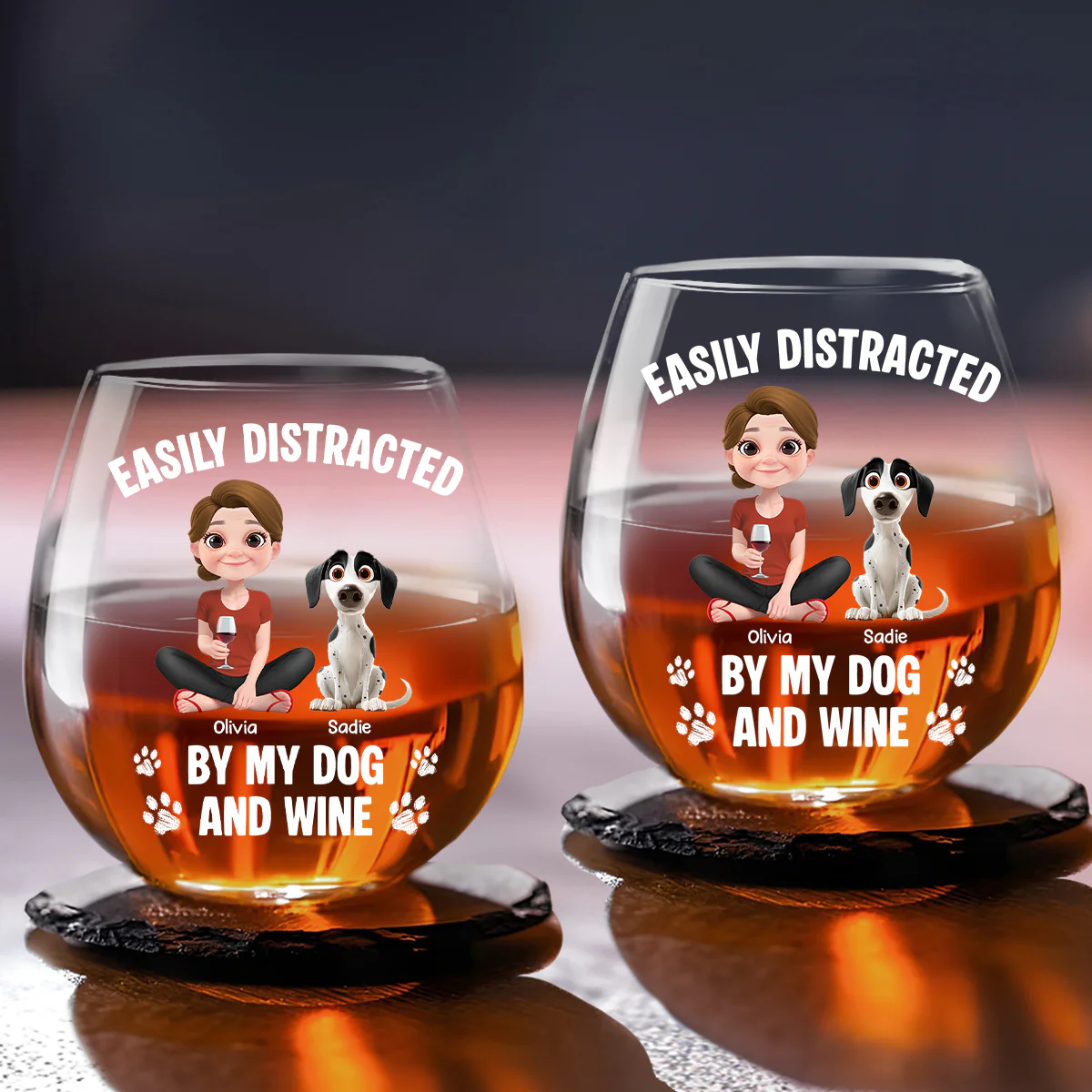 Very Distracted By - Personalized Custom Wine Glass - Image 2