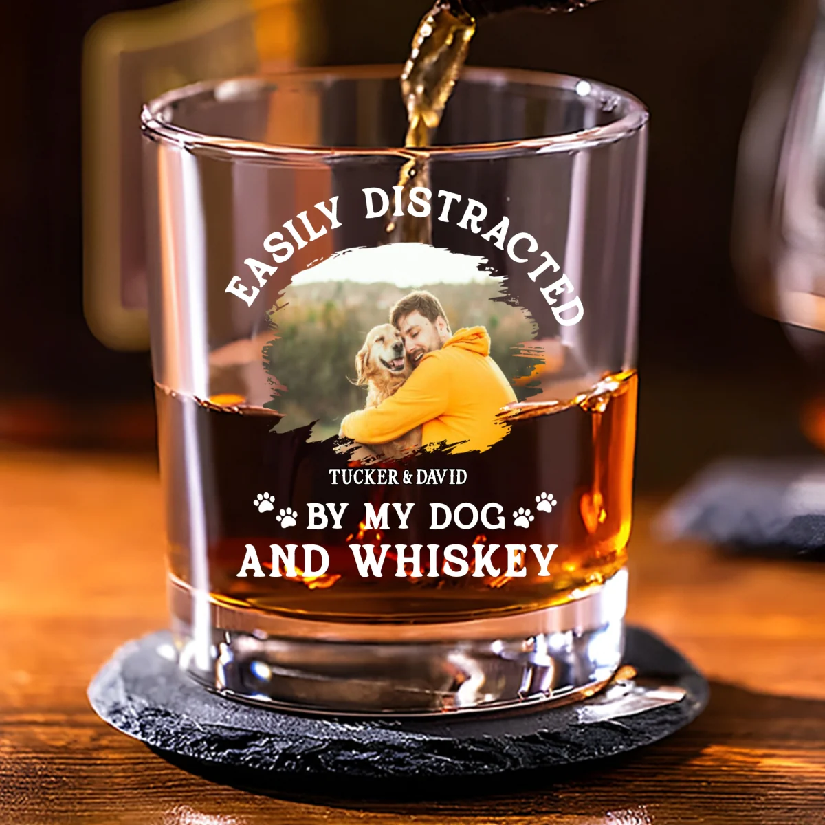 Very Distracted By Photo - Personalized Custom Whiskey Glass - Image 4