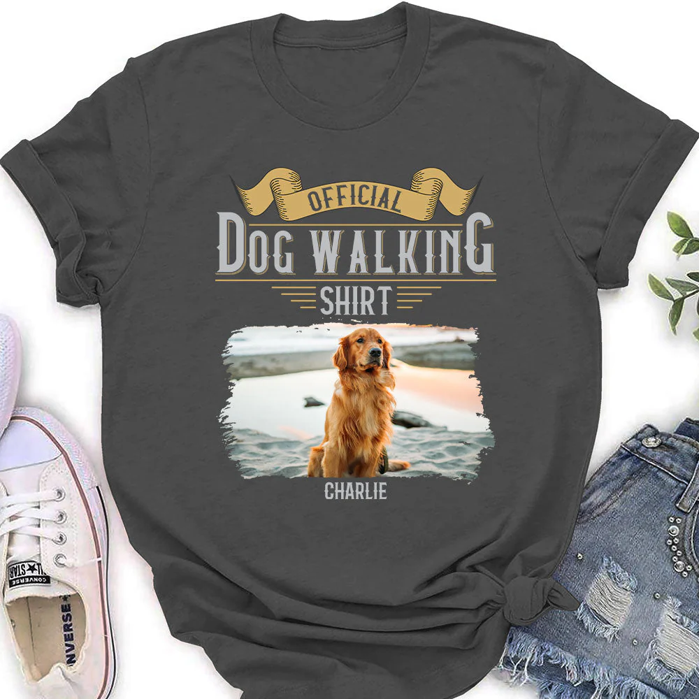 Vintage Dog Walking - Personalized Custom Women's T-shirt - Image 3